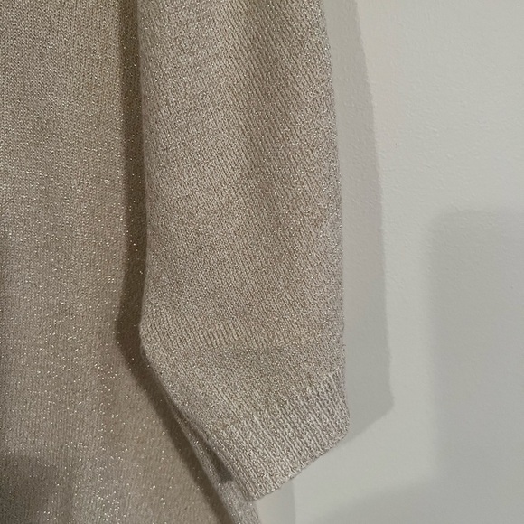 Vintage Bon Worth Metallic Gold Mockneck Short Sleeve Sweater - Picture 3 of 11